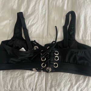 VENUS Black Lace-Front Bikini Top